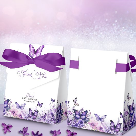 Ballotins Baby shower papillon Élégant violet Floral