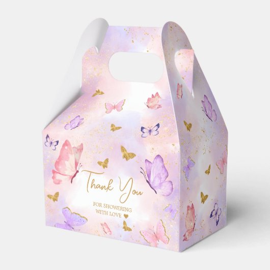 Ballotins Baby shower papillon violet rose or (Arrière)