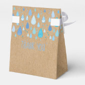 Ballotins Baby shower Rustique Kraft Blue Raindrops (Arrière)