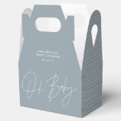 Ballotins Baby shower script moderne bleu poussiéreux géomét (Ouvert)