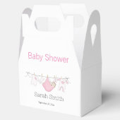 Ballotins Baby shower simple mignon de ligne de linge rose f (Ouvert)