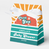 Ballotins Baby shower turquoise Orange Rétro Favoriser boîte (Verso)