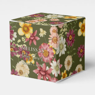 Ballotins Baby shower vert fleur sauvage rustique