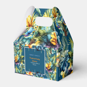 Ballotins Baby shower vert tropical fleuri jaune moderne
