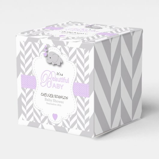 Ballotins Bain de bébé éléphant gris blanc lavande (Verso)