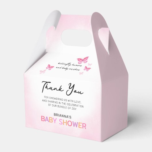 Ballotins Baisers papillon Baby shower rose Merci (Verso)