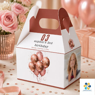 Ballotins Ballon en or rose pailleté aquarelle pour 3ème ann