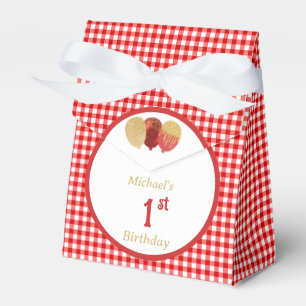 Ballotins Ballons à paillettes en gingham rouge personnalisé