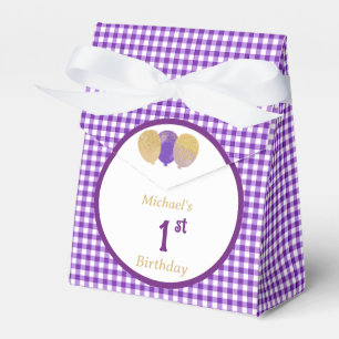 Ballotins Balloons à paillettes en gingham violet personnali