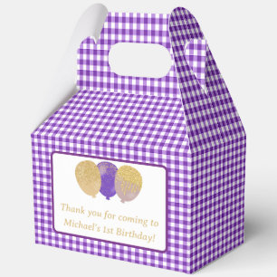 Ballotins Balloons Gingham Violet Personnalisé Photo Anniver