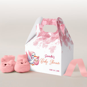 Ballotins Ballotin de baby shower de cigogne rose fille