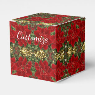 Ballotins Ballotin de cube Motif Red & Gold Poinsettia