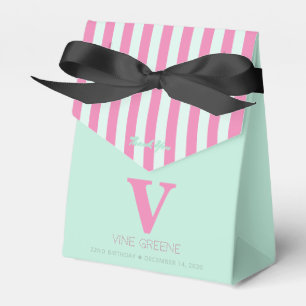 Ballotins Ballotin de rayures rose vert monogramme