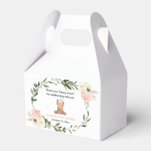 Ballotins Ballotin d'ours en peluche fleuri et vert rose