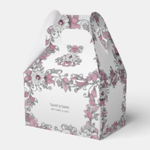 Ballotins Ballotin floral blanc argenté rose