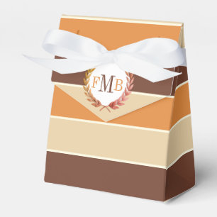 Ballotins Bandes marron beige terracotta, initiales mariage