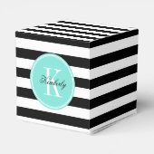 Ballotins Bandes noires et blanches avec Monogramme Turquois (Arrière)