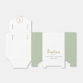 Ballotins Baptême Aquarelle Vert Couronne or croix Custom (Déplié)