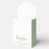 Ballotins Baptême Aquarelle Vert Couronne or croix Custom (Ouvert)