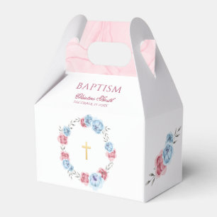 Ballotins Baptême bleu rose floral bébé baptême Christening