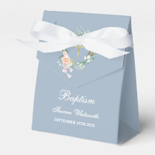 Ballotins Baptême Christening Couronne Florale Bleu Poussiér