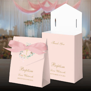 Ballotins Baptême Christening Guirlande Florale Rose Pâle