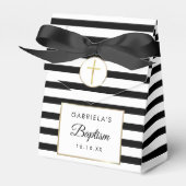 Ballotins Baptême Croix Dorée Rayure Noire (Verso)