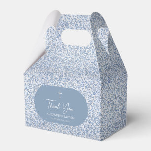 Ballotins Baptême de garçon bleu et blanc à motif floral Mer