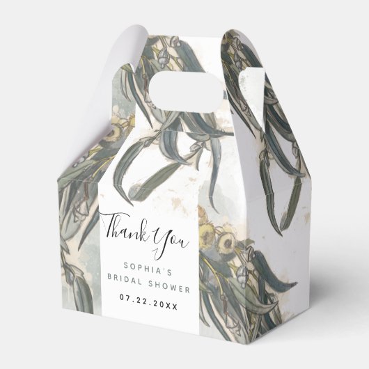 Ballotins Baptême de mariage aux feuilles d'eucalyptus aquar (Verso)