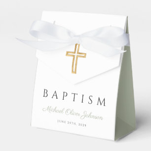 Ballotins Baptême de Sage Vert Croix Religieux