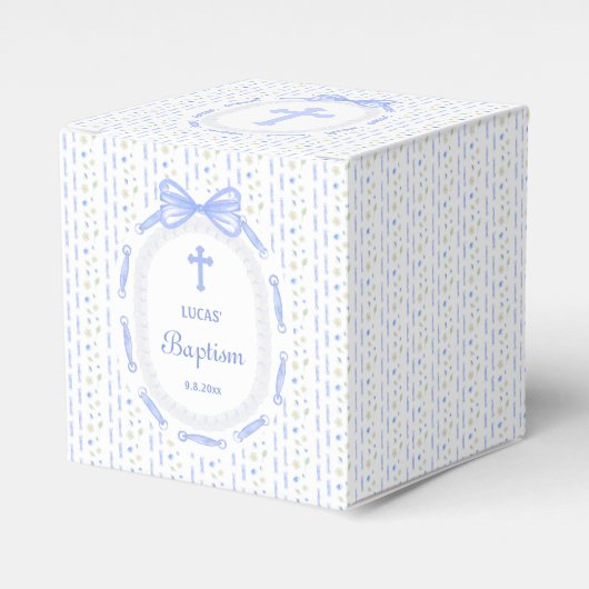 Ballotins Baptême floral à ruban bleu Bow (Verso)