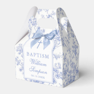 Ballotins Baptême floral à ruban bleu vintage