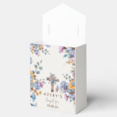 Ballotins Baptême moderne couleur bleue croix élégant (Ouvert)