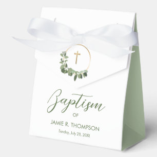 Ballotins Baptême Moderne Vert Wreath or cross Custom