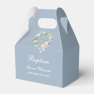 Ballotins Baptême Ondoiement Aquarelle Floral Bleu Poussiére