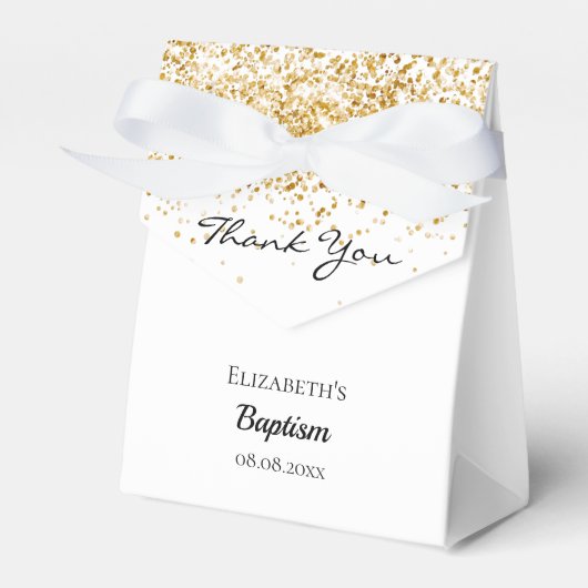Ballotins Baptême parties scintillant or blanc merci (Verso)