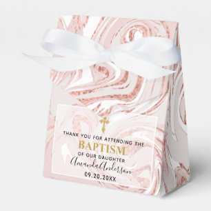 Ballotins Baptême personnalisé de bébé Rose de marbre do