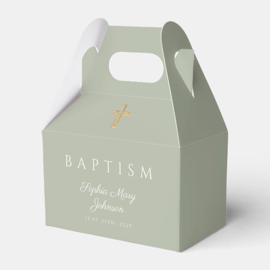 Ballotins Baptême vert Croix Sage Religieux (Verso)