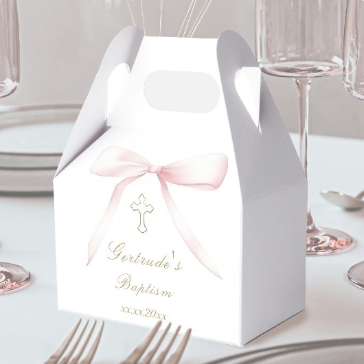 Ballotins Baptism pink bow baby girl 