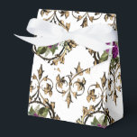 Ballotins Baroque Floral Vintage Orné<br><div class="desc">Boîte de faveur de motif de roses antiques ornementales aux accents de pourpre, d'or et de noir.</div>