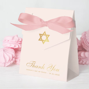 Ballotins Bat mitzvah Pink Faux Gold Star de David Merci