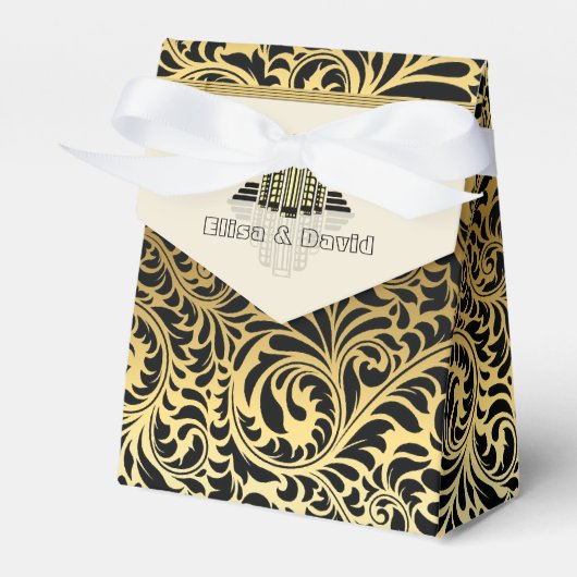 Ballotins Bâtiments Art déco abstraits noir, mariage or (Verso)