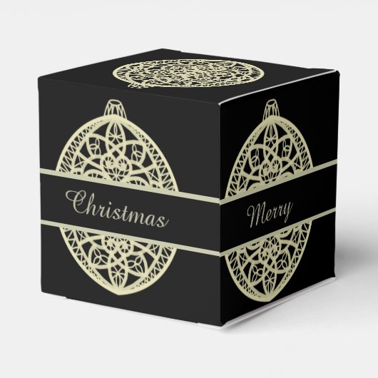 Ballotins Bauble orné noir et or Joyeux Noël (Arrière)