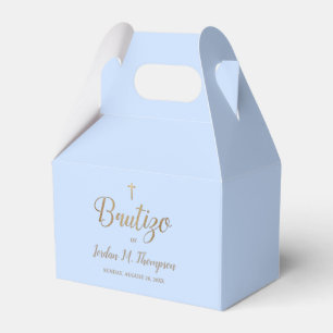 Ballotins Bautizo Blue Gold Cross Espagnol Baptême Garçon