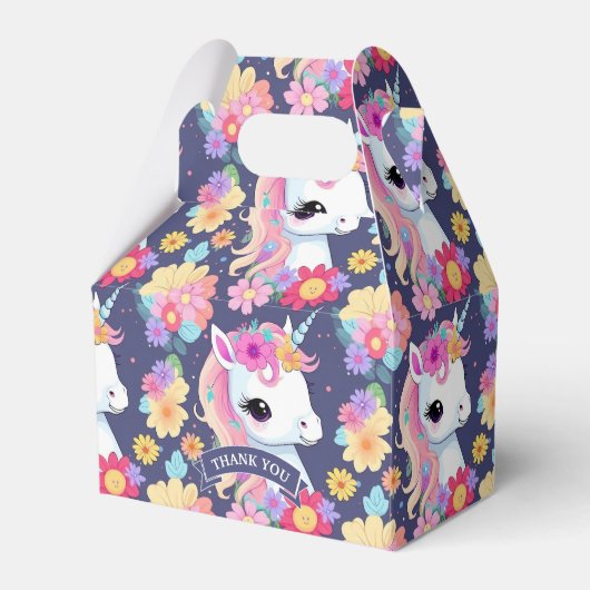 Ballotins Bébé blanc adorable licorne avec fleurs (Verso)