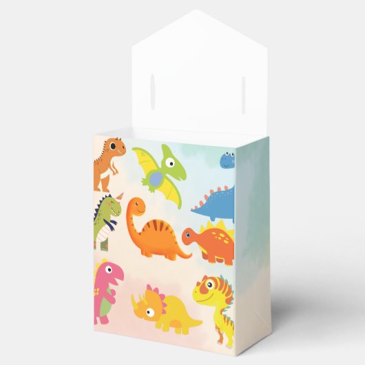 Ballotins Bébé Dinosaures avec boîte Arrière - plan pastel (Ouvert)