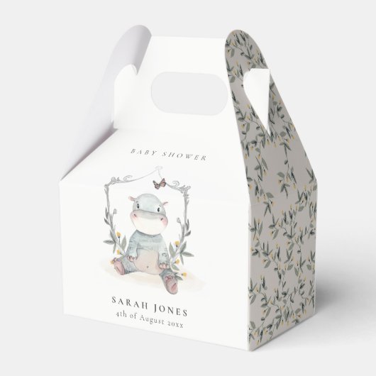 Ballotins Bébé jaune mignon Hippo Foliage Baby shower de bal (Arrière)