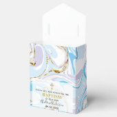 Ballotins Bébé personnalisé Garçon Bleu Marbre Abstrait Bapt (Ouvert)