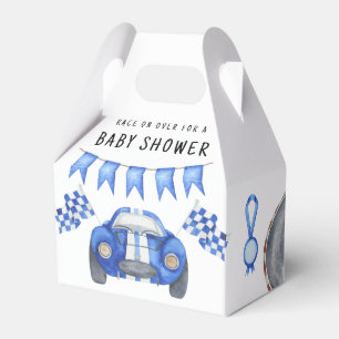 Ballotins Bébé Shower Voiture de Course Bleu Aquarelle