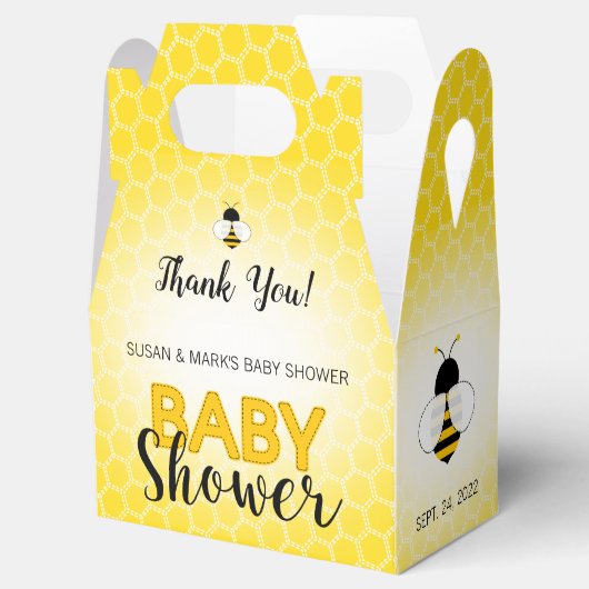 Ballotins Bee Thème Baby shower Gable Box (Ouvert)